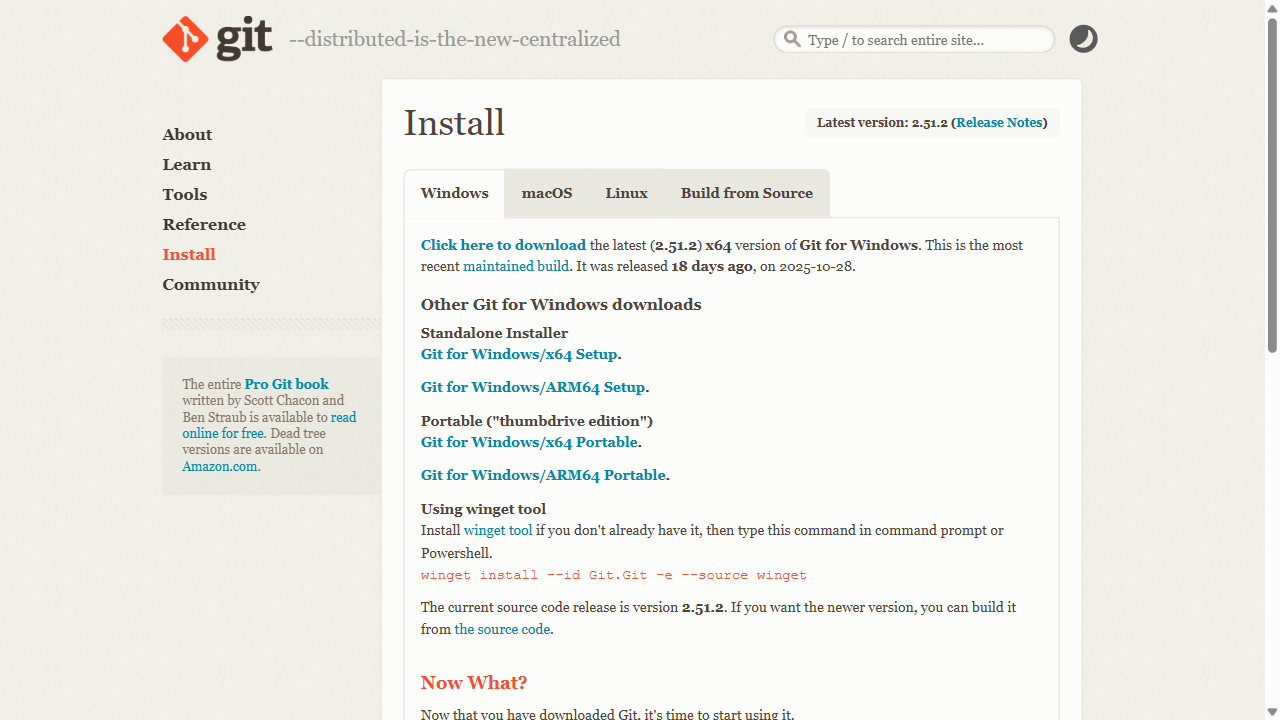 Git for Windowsダウンロードページ