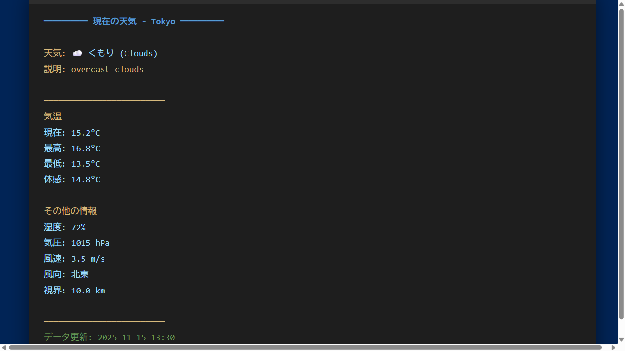 現在の天気表示